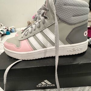 Adidas High-Top Sneakers in Gray and Pink